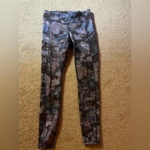 Lululemon blue and purple floral yoga/running pants. Size 6